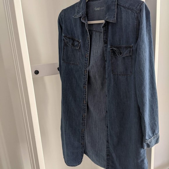 Gap Jean/Shirt Dress Small Blue Casual Button-Up Above Knee - Picture 2 of 5